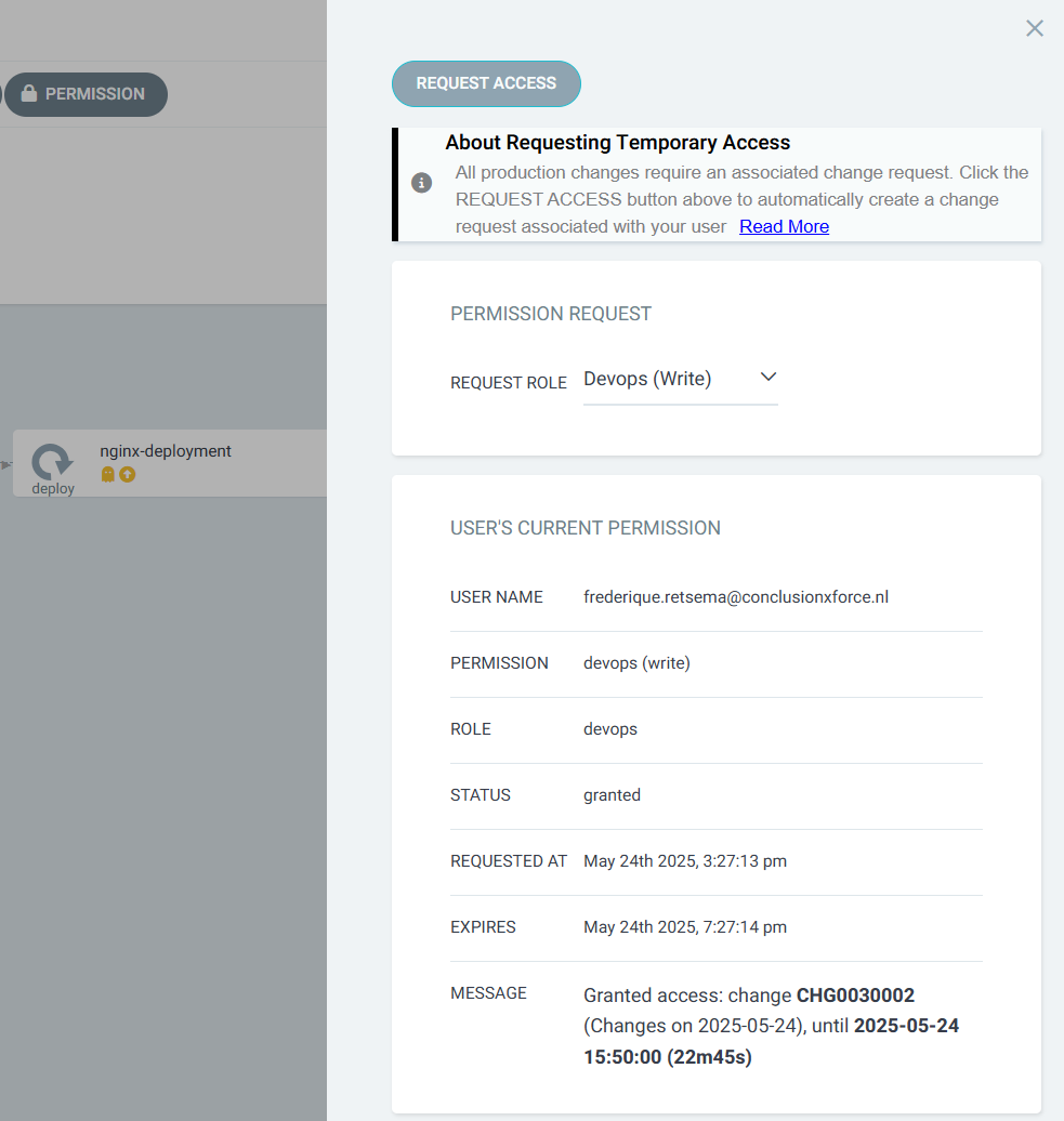 Access granted based on change
