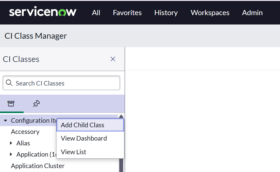 Configuration Item hamburger menu