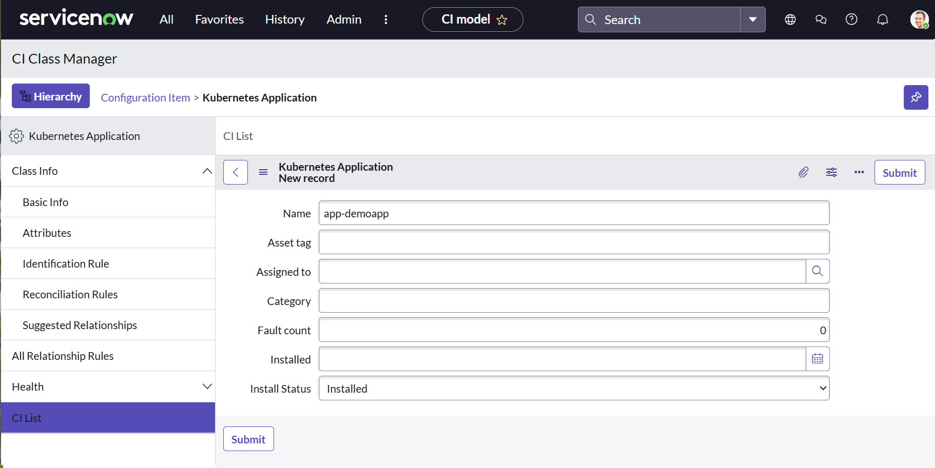 New Kubernetes application
