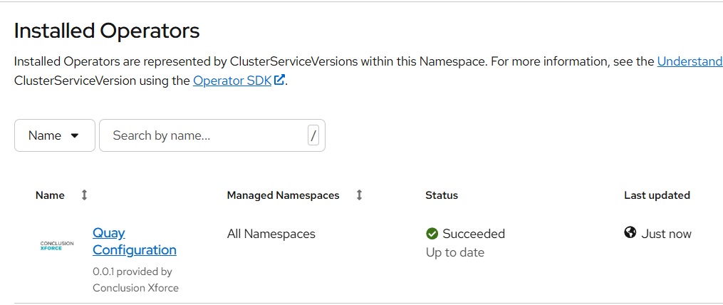 Operator status in OpenShift console